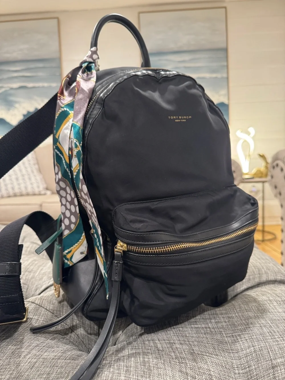 Tory Burch Perry Black Nylon Backpack - Picture 3 of 17